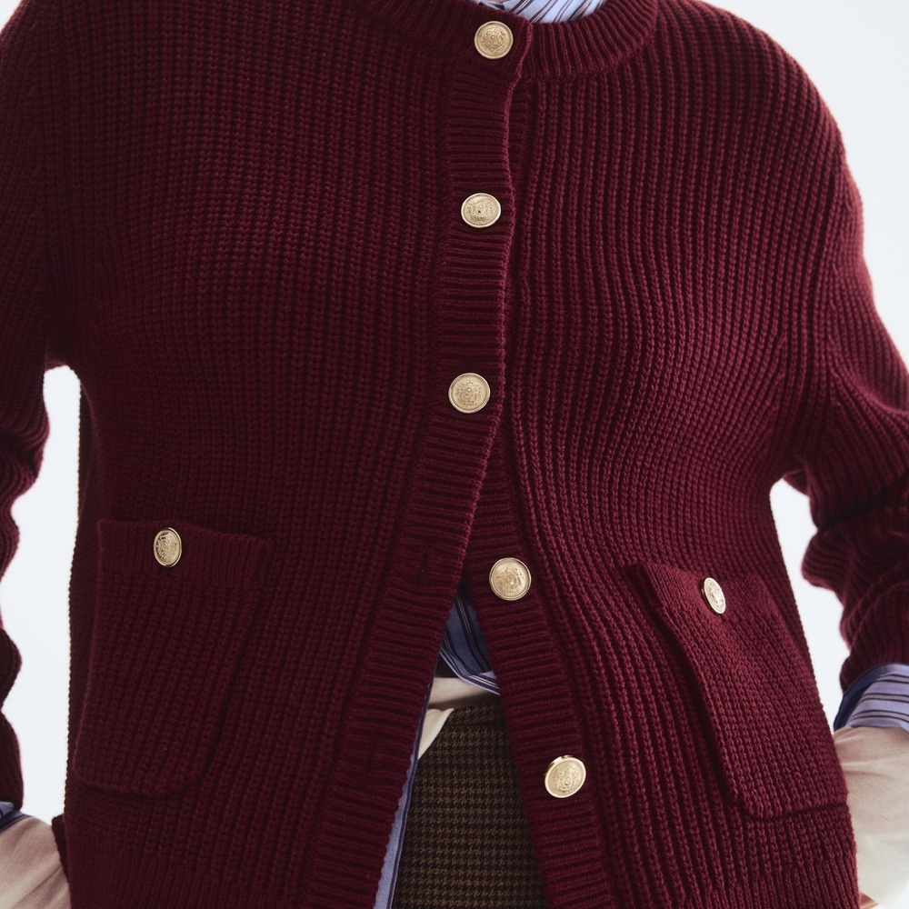 H&M Burgundy Cardigan with Gold Buttons